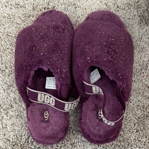 UGG Plum Fuzzy Slide Slippers